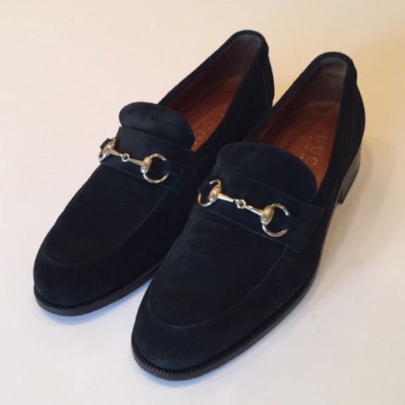 Gucci Other - GUCCI Mens Suede Silver Horsebit Loafers